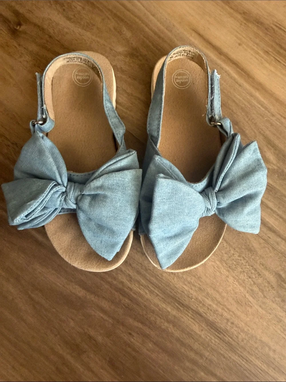 wonder nation Light Blue Bow Sandals for Kids